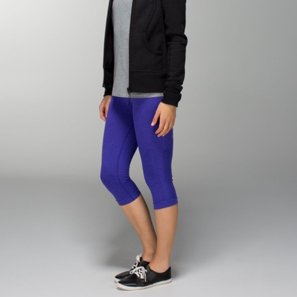 Lululemon In The Flow Crop II Heathered Bruised Berry seamless leggings purple - Picture 3 of 12
